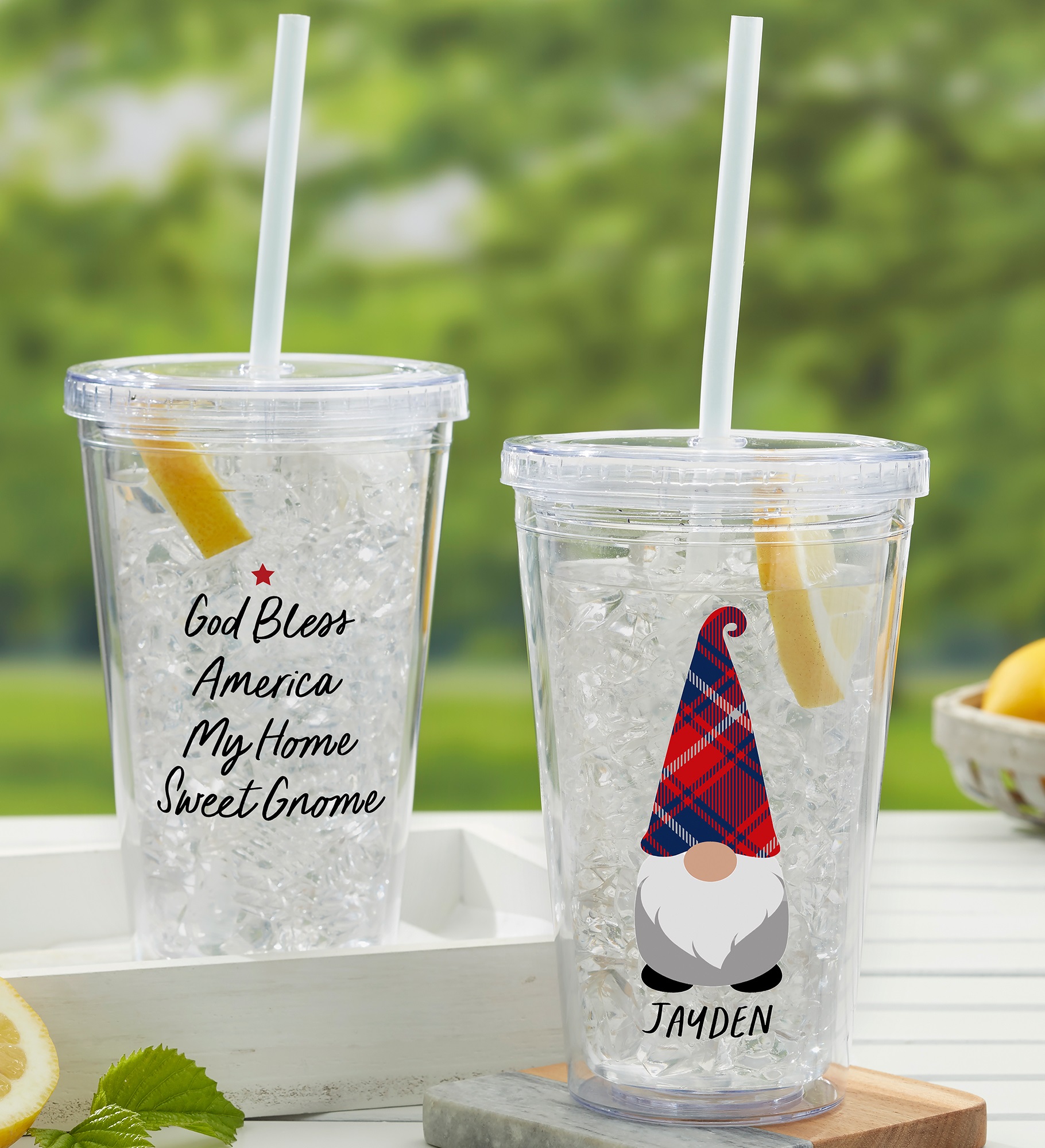 Patriotic Gnomes Personalized 17 oz. Acrylic Insulated Tumbler